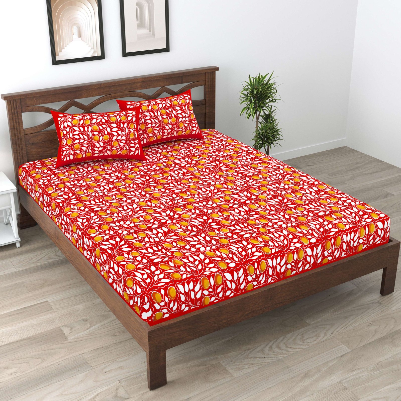 Rajasthani Traditionally Printed Cotton Doublebed Bedsheet With Pack of 2 Pillow Covers
